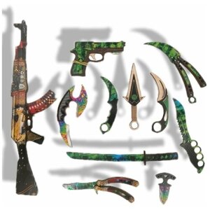 Набор деревянного оружия КС ГО 11 предметов "Изумруд"
