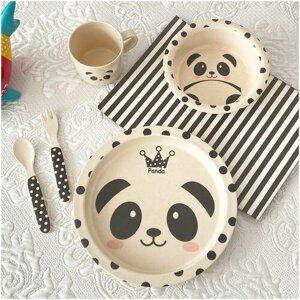 Набор детской посуды Малыш Панда бамбуковая