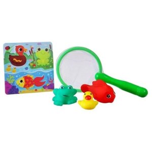 Набор для игры в ванне «Рыбалка: На пруду», сачок, 3 ПВХ игрушки, мягкий пазл
