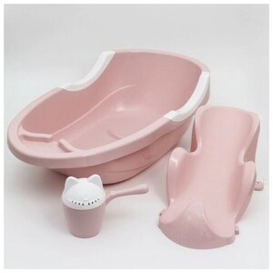 Набор для купания детский, ванночка 86 см., горка, ковш -лейка, цвет розовый