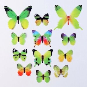 Набор для украшения «Бабочки», 12 шт, цвет зелёный