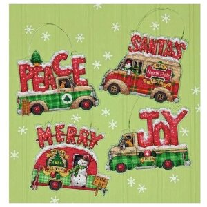Набор для вышивания Dimensions Holiday Truck Ornaments (Украшения. Праздничные грузовички) 08974