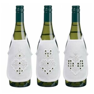 Набор для вышивания фартучков на бутылку в технике харгандер Белые сердечки 10 х 15 см PERMIN 78-0634