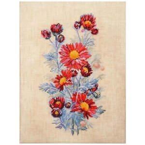 Набор для вышивания Красные хризантемы 20 х 31 см марья искусница 04.004.05