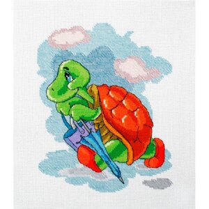 Набор для вышивания крестом Белоснежка "Черепаха с зонтиком"Набор для вышивания крестиком 18х21 см / Животные / Черепаха