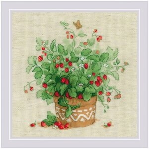 Набор для вышивания крестом RIOLIS / риолис Земляника в горшочке 25х25 см 15 цветов (1984)