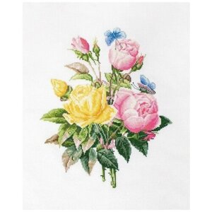 Набор для вышивания LUCA-S Желтые розы и бенгальские розы 25х30 см, арт. BU4003