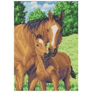 Набор для вышивания «Мамы и их зверята. Лошади», 23,5x18,7 см, Каролинка