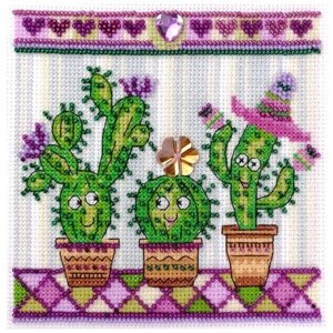 Набор для вышивания Марья Искусница "Веселые кактусы" 13.003.14, размер 13х13 см