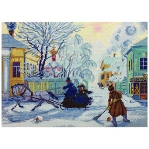 Набор для вышивания Морозный день по картине Б. Кустодиева 30 x 21 см марья искусница 06.003.06