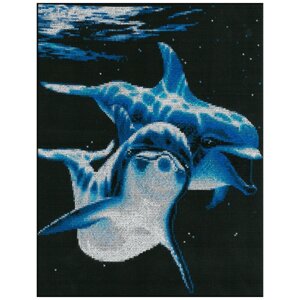 Набор для вышивания мулине нитекс арт. 0008 Дельфины 30х35,5 см