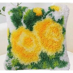 Набор для вышивания подушка размером 40х40 (ковровая техника) ZD-594 Желтые цветки