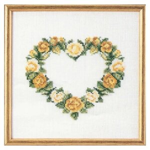 Набор для вышивания Сердце из желтых роз 18 x 18 см OEHLENSCHLAGER 73-65179