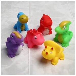 Набор игрушек для игры в ванне «Динопарк», 6 шт, с пищалкой, виды и цвет микс (В наборе1шт.)