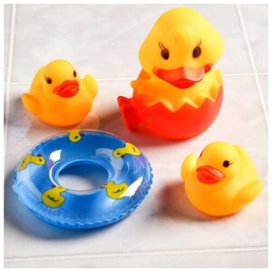 Набор игрушек для игры в ванне «Утята с кругом», 4 шт, цвет микс (В наборе1шт.)