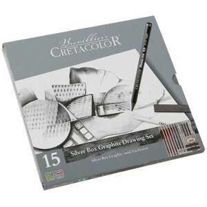 Набор карандашей CretacoloR Silver Box + аксессуары в металлической коробке