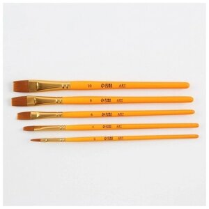 Набор кистей ARTLAVKA Ван Гог, синтетика, плоские, средняя ручка, 5 шт, 5 шт., желтый