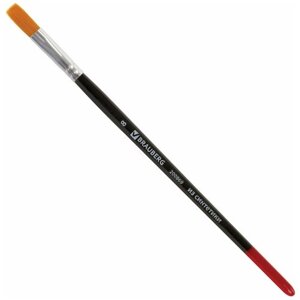 Набор кистей BRAUBERG синтетика №8, плоская, короткая ручка, черный/красный