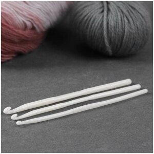 Набор крючков для вязания, диаметр 4/5/6 мм, 14 см, 3 шт, цвет белый