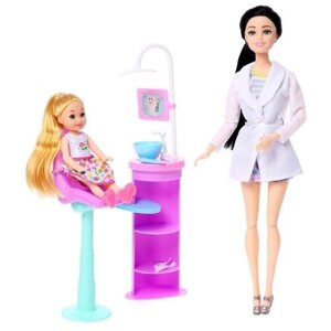 Набор кукол Сима-ленд Стоматолог Виктория брюнетка, 7797354 розовый