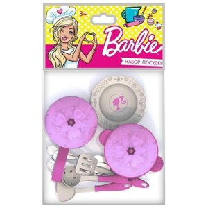 Набор посуды Нордпласт Барби 634 розовый/белый