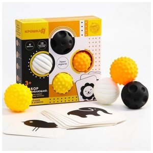 Набор развивающий ТероПром 6253466: тактильные мячики и обучающие карточки по методике Гленна Домана
