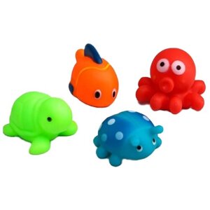 Набор резиновых игрушек для игры в ванне Крошка Я "Морские малыши" 4 шт.