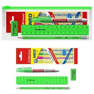 Набор в zip-пакете ErichKrause Neon Solid, зеленый / канцелярские наборы
