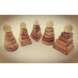 Набор вертикальных пирамид Монтессори для малышей/деревянные развивающие эко игрушки