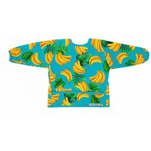 Нагрудник детский для кормления с длинным рукавом и передним карманом, Twistshake, принт: Бананы