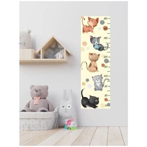 Наклейка-ростомер "Забавные котята" для детской Lisadecor-shop