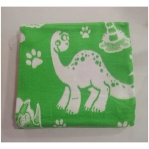 Одеяло байковое детское (57-6ЕТЖ) зеленый С динозаврами