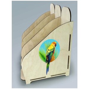 Органайзер, лоток, подставка для бумаги 3 отделения животные милота птицы попугай - 62