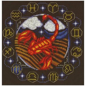 PANNA Набор для вышивания бисером и нитками Знаки Зодиака Скорпион 24 x 23.5 см (ZN-0929)
