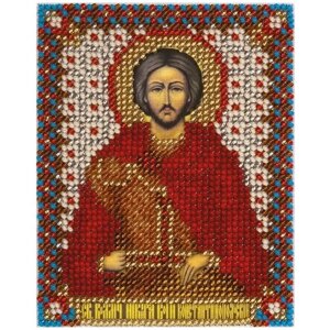 PANNA Набор для вышивания бисером Икона Святого Великомученика Никиты Воина Константинопольского 8.5 x 11 см (CM-1416)