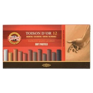 Пастель художественная Koh-I-Noor "Toison D`or Soft 8592 Brown line", 12 цветов, картон. упаковка, 308718