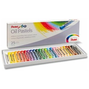 Пастель масляная художественная PENTEL Oil Pastels, 25 цветов, круглое сечение, картонная упаковка, PHN4-25