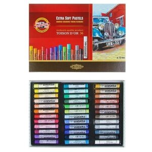 Пастель сухая 36 цветов 12 мм, Extra Soft Koh-I-Noor 8552 TOISON D`OR, картонная упаковка, L75 мм