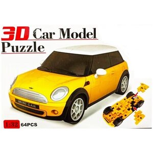 Пазл 3D ABtoys Модель автомобиля 64 детали, масштаб 1:32 - Ba2616-Yellow