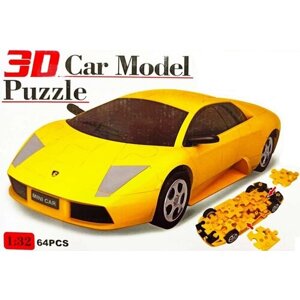 Пазл 3D ABtoys Модель автомобиля 64 детали, масштаб 1:32 - Ba2617-Red