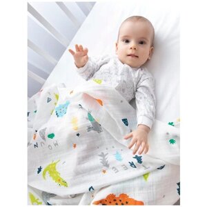 Пеленки для новорожденных муслиновые 120х120 "Корона" Хлопок 100%Пленка детская для младенцев Baby Nice