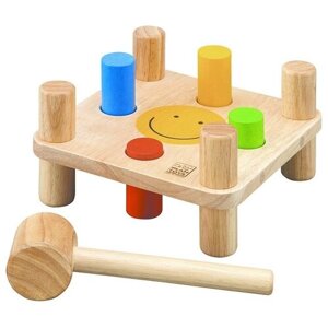 Plan Toys Развивающая игрушка-стучалка Молоток с колышками, 17*17*9 см, дерево 5126