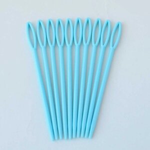 Пластиковые иглы большие для рукоделия, для сшивания изделий из пряжи, шерсти, 9 см, 10 шт, синие
