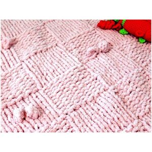 Плед плюшевый для новорожденного "Бабочки-бантики" розовый, 98х95 см, ручная работа