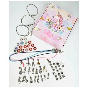 Подарочный набор для создания украшений для девочки / Набор для творчества и создания браслетов / Бижутерия, Украшения, Шармы для ребенка