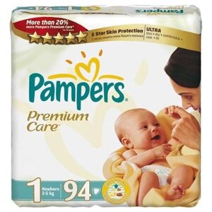 Подгузники Pampers Premium Care для малышей 2-5 кг, 1 размер, 66 шт