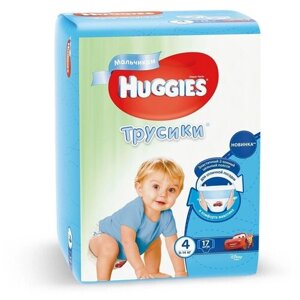 Подгузники-трусики HUGGIES 17шт 4/М д/мальчиков /9-14кг/ дет.