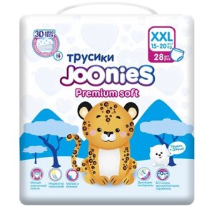Подгузники-трусики Joonies Premium Soft, размер XXL (15-20 кг), 28 шт. Joonies 9841799