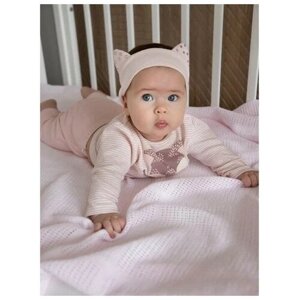 Покрывало вязаное Baby Nice 100х140, мятный. Одеяло хлопковое для новорожденных.