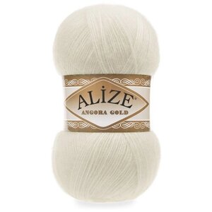 Пряжа Alize Angora Gold, 20 % шерсть, 80 % акрил, 100 г, 550 м, 1 шт., 001 кремовый